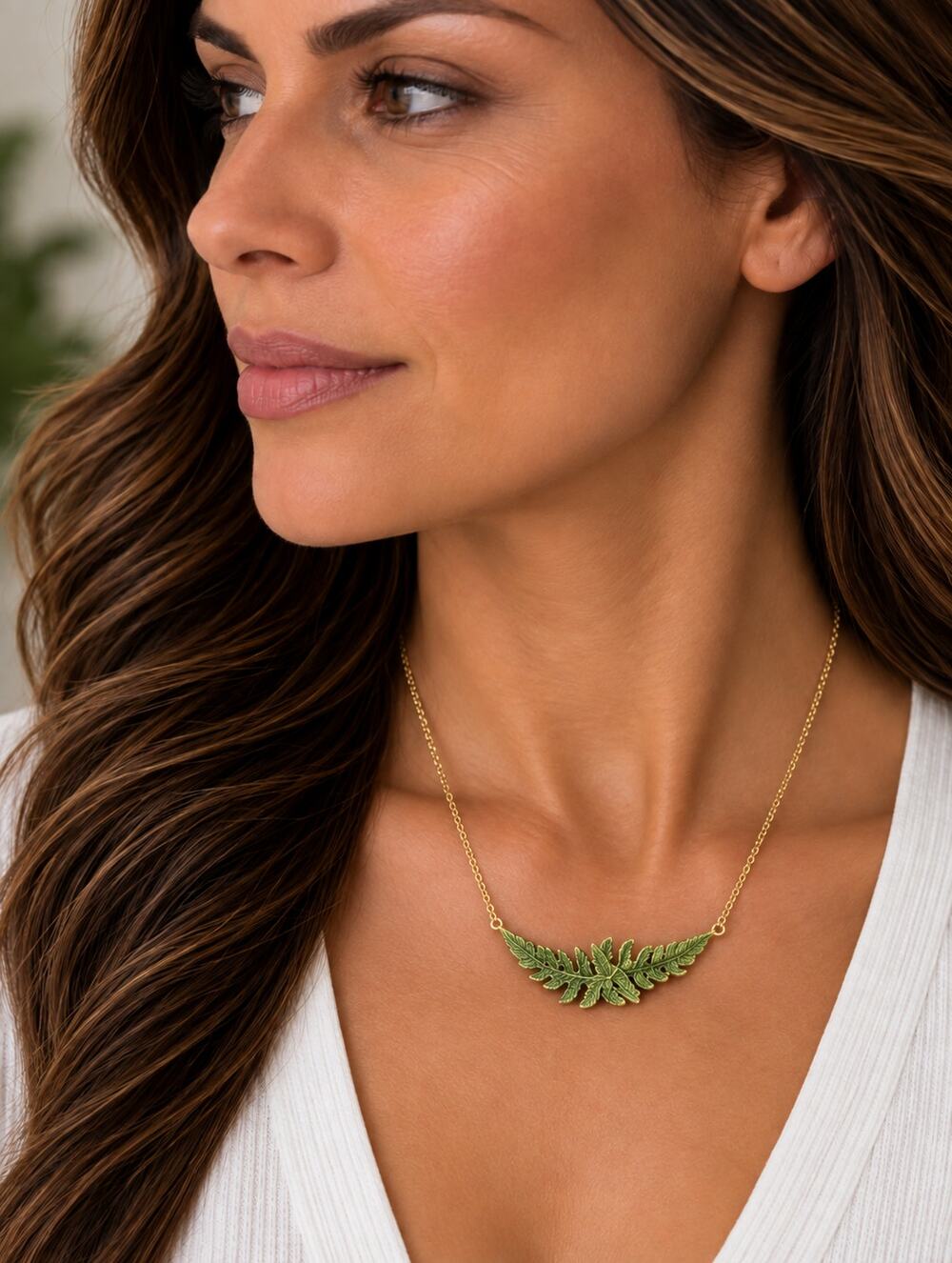 Michael Michaud Fern Leaf Pendant Necklace